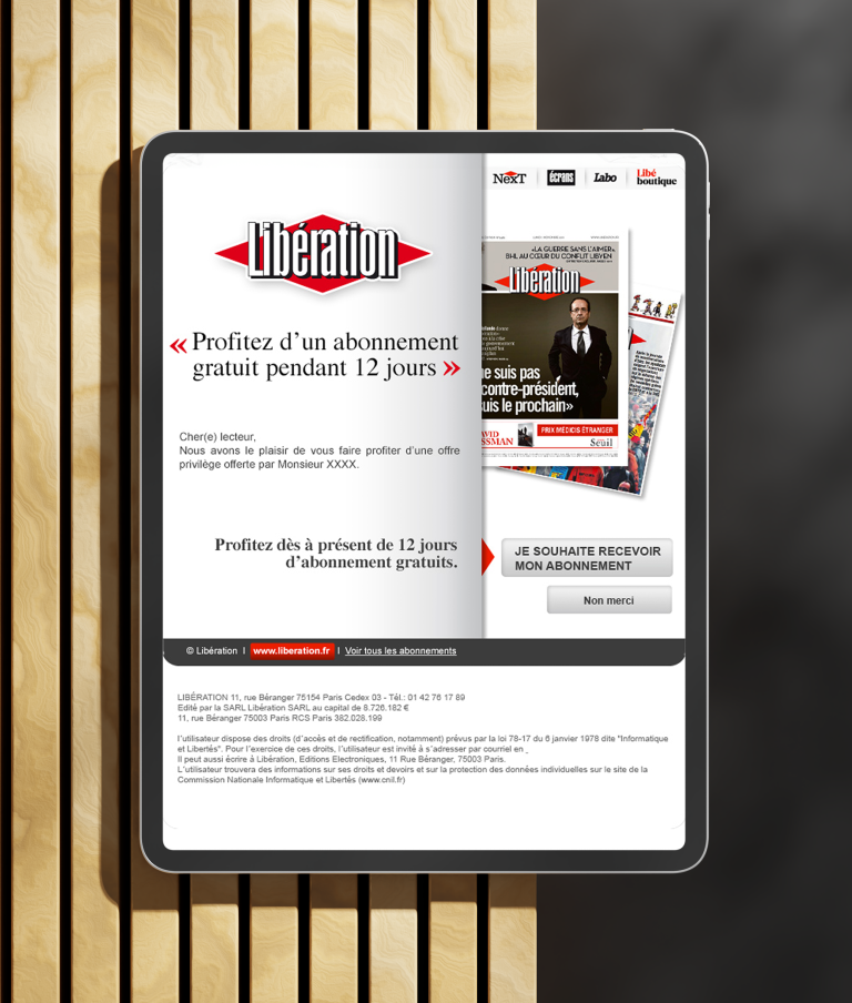 Libération — Campagne d&rsquo;Abonnement Privilège